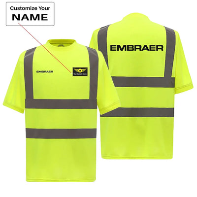 Embraer & Text aviation design printed on soft cotton reflective T-shirt.