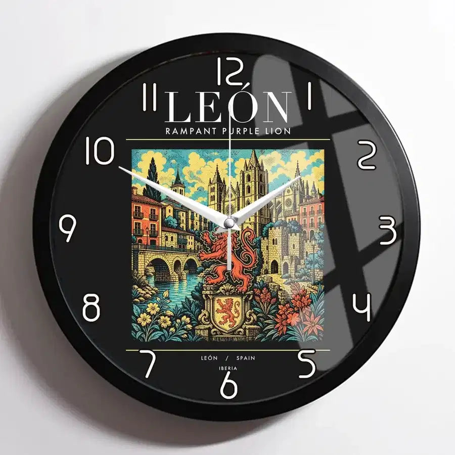LEÓN - Poster - Wall Clock Framed - Black