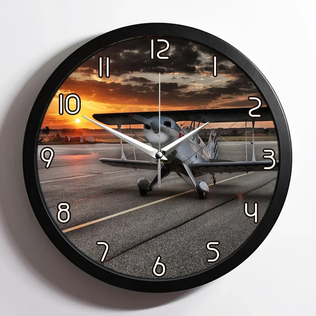 Beautiful Show aviation design on premium wood and metal wall clock.