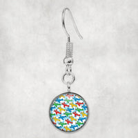 Thumbnail for Funny Airplanes aviation earrings, hypoallergenic alloy body with engraved detail.