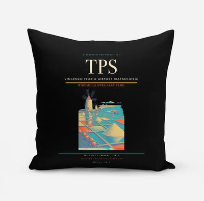 Vincenzo Florio Airport Trapani-Birgi (TPS) design on black pillow