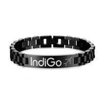Thumbnail for Indigo Airlines aviation chain bracelet, stainless steel body with engraved detail.