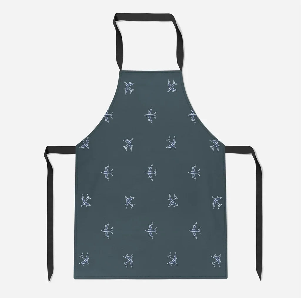 Nice Airplanes (Green) aviation design on durable cotton blend kitchen apron.