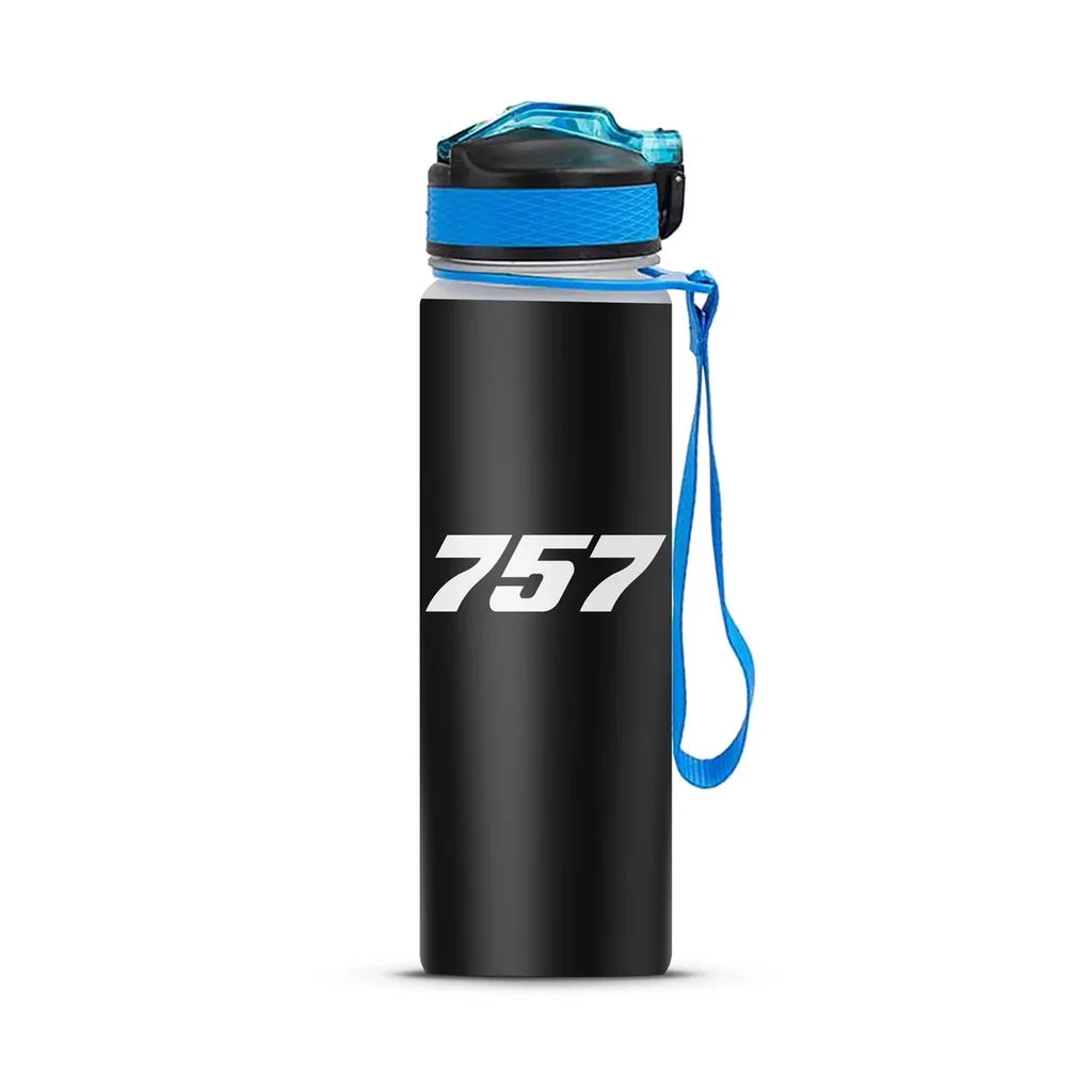Boeing 757 Flat Text Sports aviation design on sport kettle, insulated bottle with sport spout.