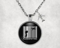 Thumbnail for Planespotting aviation necklace, stainless steel body with engraved detail.