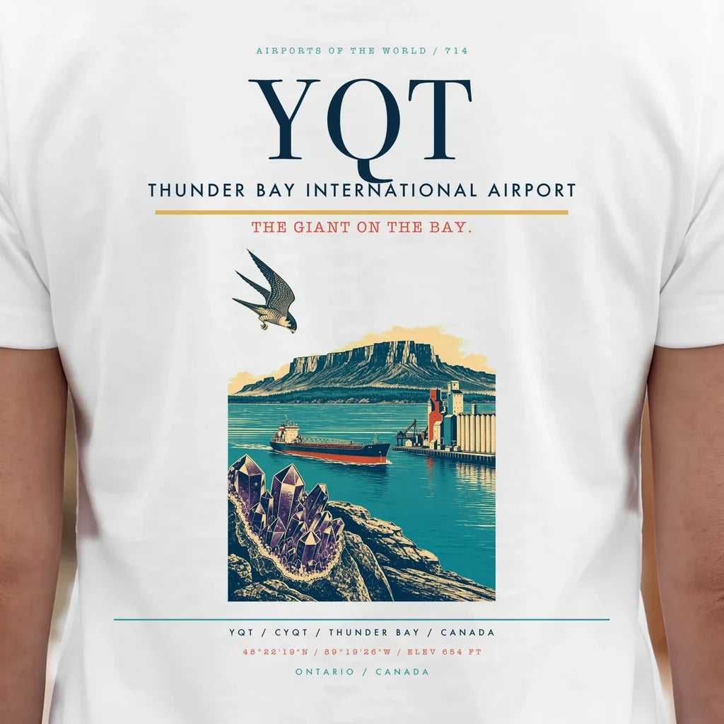 Thunder Bay International Airport (YQT) double-side t-shirt design close-up cover