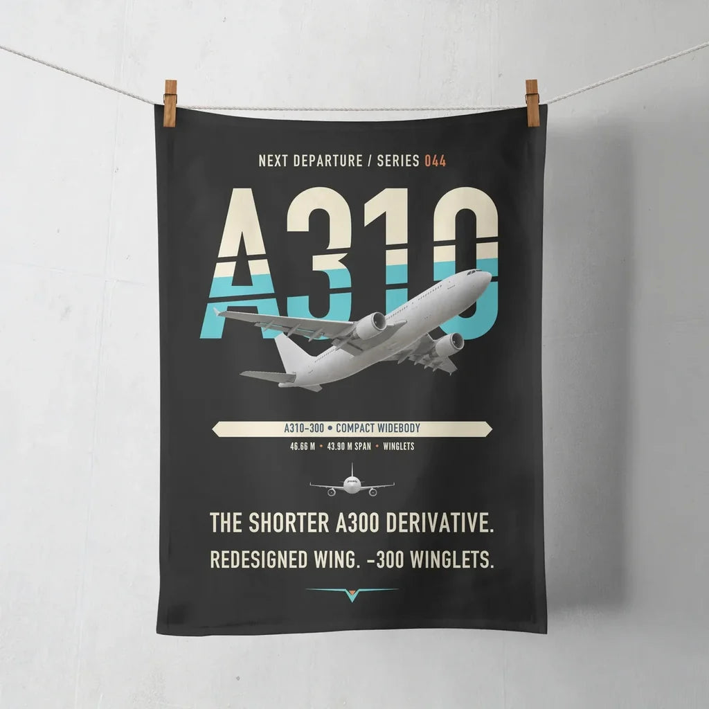 Airbus A310-300 design on black towel