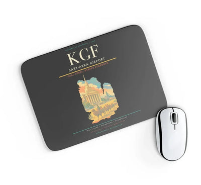Sary-Arka Airport (KGF) design on black rectangle mouse pad