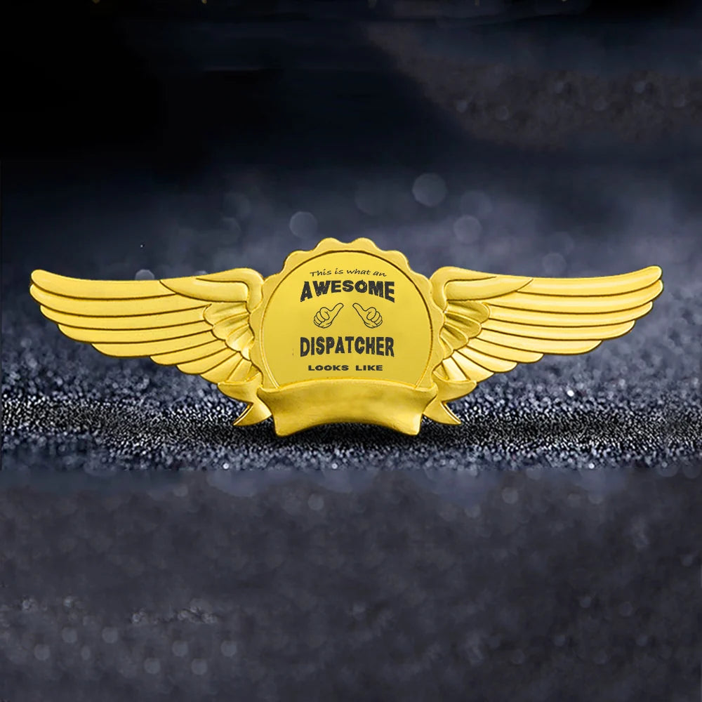 Dispatcher aviation badge in polished metal.