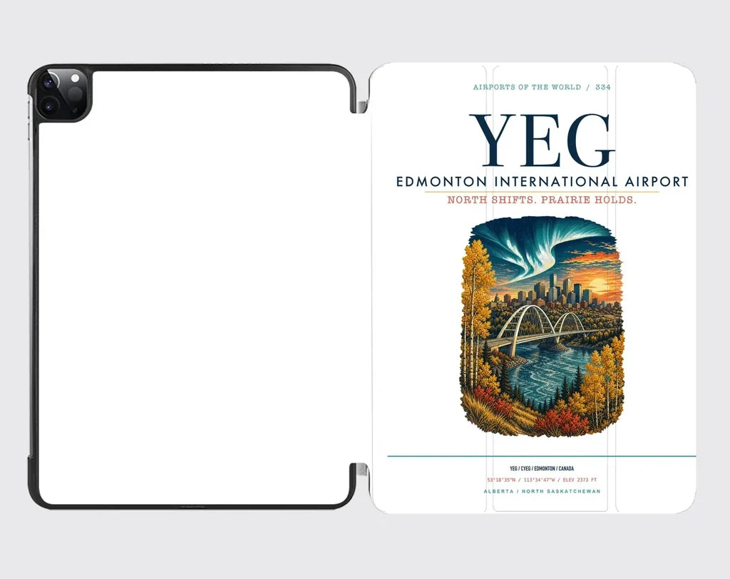 Edmonton International Airport (YEG) design on white ipad tablet case