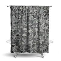 Thumbnail for Dark Coloured Airplanes aviation design on waterproof polyester shower curtain.