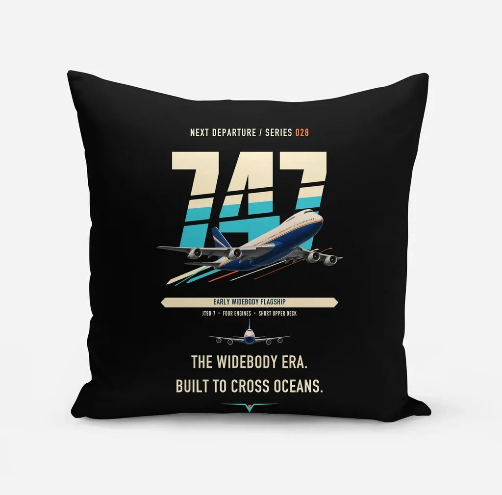 Boeing 747-200B design on black pillow