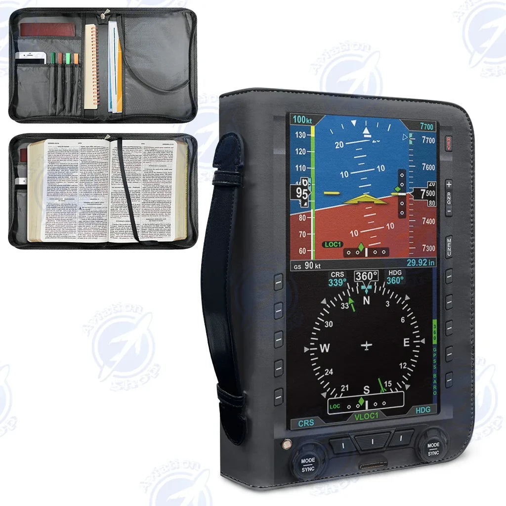 Airplane Primary Flight aviation design PU accessories bag, PU faux leather construction.