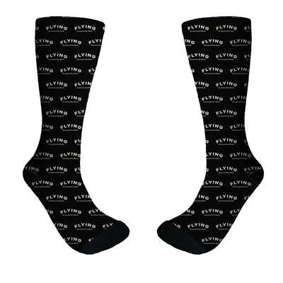 Flying All Around The World aviation design on soft cotton blend socks.