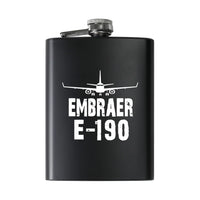 Thumbnail for Embraer E-190 & Plane aviation design on stainless hip flask, compact pocket-size flask.