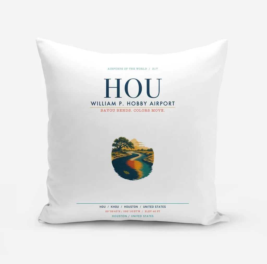 William P. Hobby Airport (HOU) design on white pillow