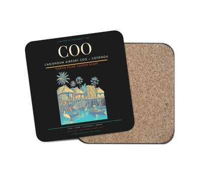 Cadjehoun Airport (COO) design on black 1 piece coaster