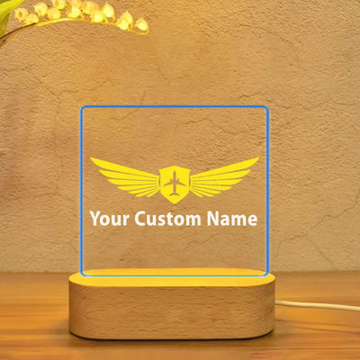 Custom Name (Badge 2) aviation design on premium acrylic with LED 3D night lamp.