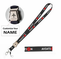 Thumbnail for Aviation seat belt lanyard - black with name