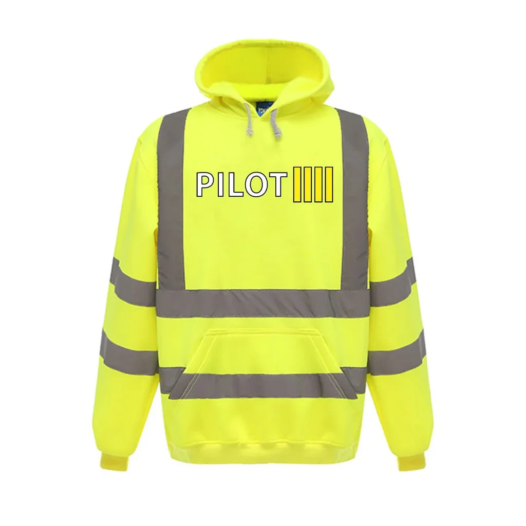 Pilot & Stripes (4 Lines) aviation design on cotton blend with reflective panels reflective hoodie.