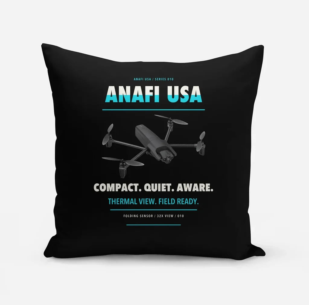 Parrot ANAFI USA design on black pillow