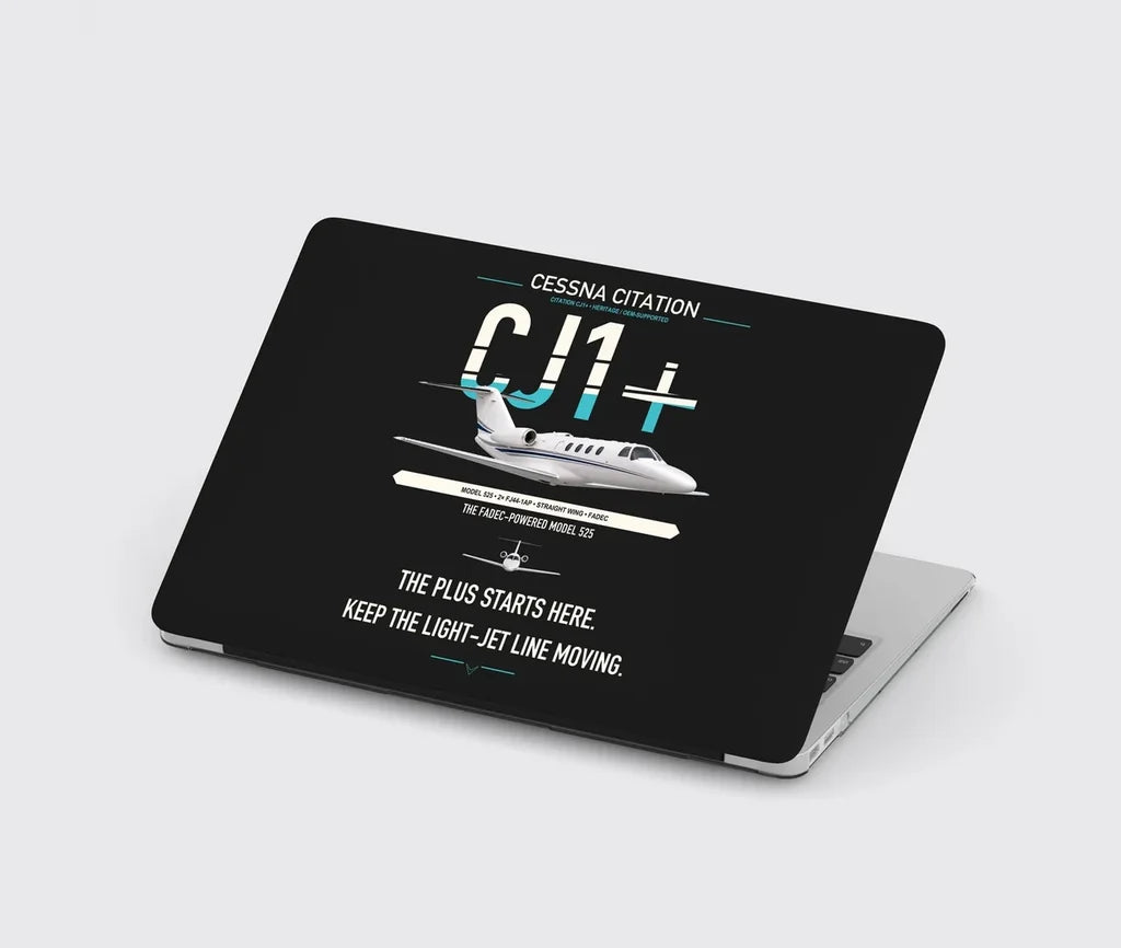 Cessna Citation CJ1+ design on black MacBook case
