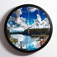 Thumbnail for Amazing Scenary & Sea Planes aviation design on premium wood and metal wall clock.