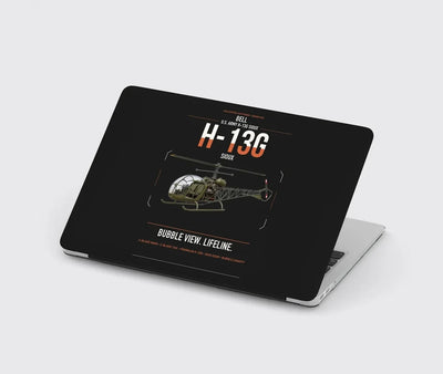 Bell H-13G Sioux design on black MacBook case
