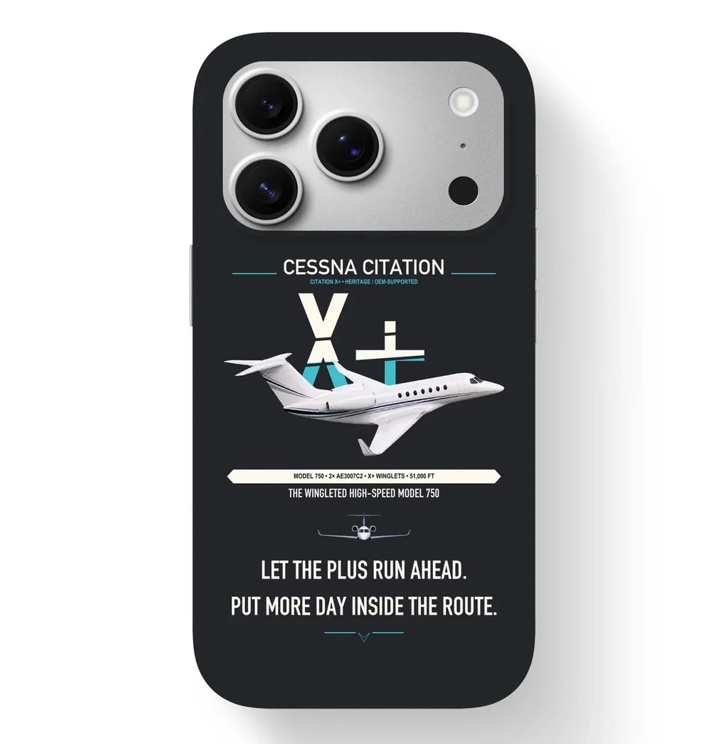 Cessna Citation X+ design on black magsafe iphone case, for iPhone 17 Pro
