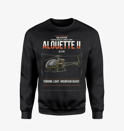 Sud Aviation SE 3130 Alouette II design on black sweatshirt