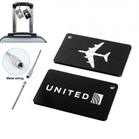 Thumbnail for United Airlines aviation design aluminum luggage tag, aircraft-grade aluminum construction.
