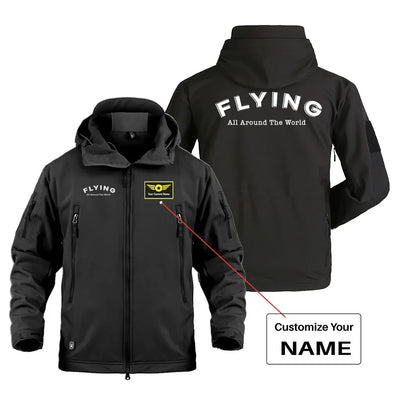 Flying All Around The World Military Jackets (Customizable) aviation design printed on heavy cotton shell with field-style po.