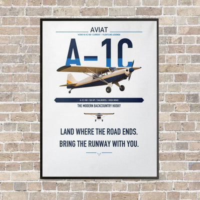 Aviat Husky A-1C-180 vertical canvas print - framed - white background