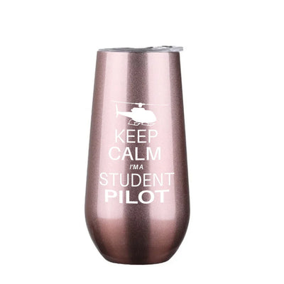 Student Pilot (Helicopter) 6oz Egg aviation design on 6oz egg cup, compact 6oz ceramic.