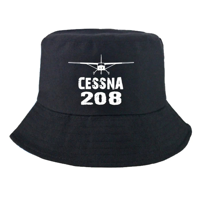 Cessna 208 & Plane Summer aviation embroidery on breathable cotton summer hat.