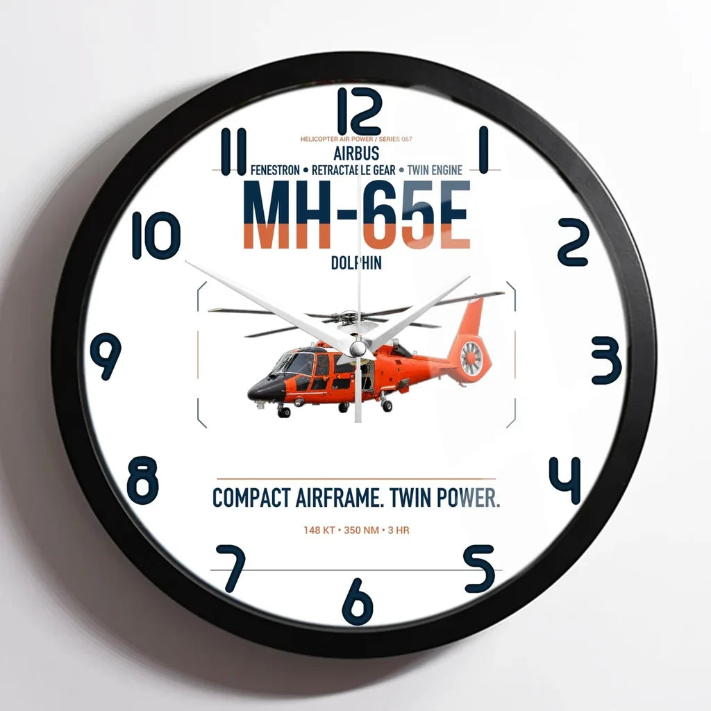 Airbus MH-65E Dolphin design on white framed wall clock