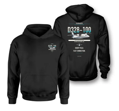 D328-100 design on black hoodie