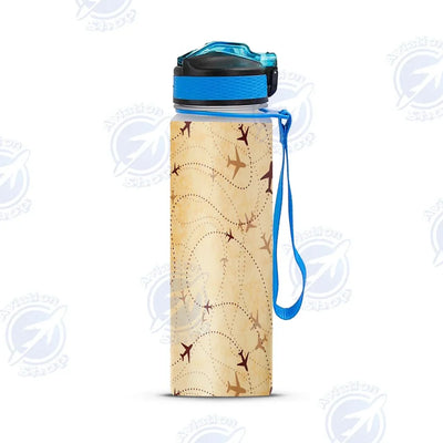 Vintage Travelling with Aircraft Sports aviation design on sport kettle, insulated bottle with sport spout.