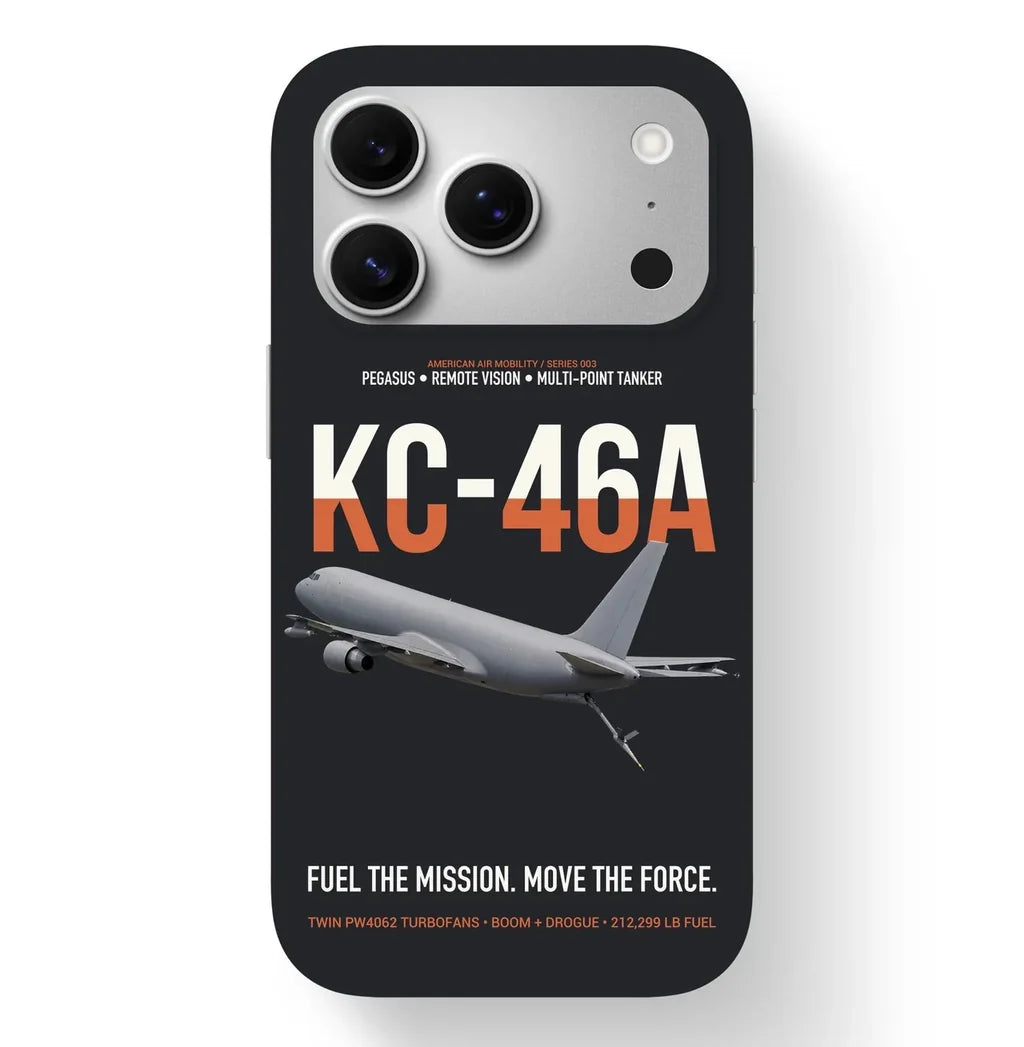 KC-46A PEGASUS design on black magsafe iphone case, for iPhone 17 Pro