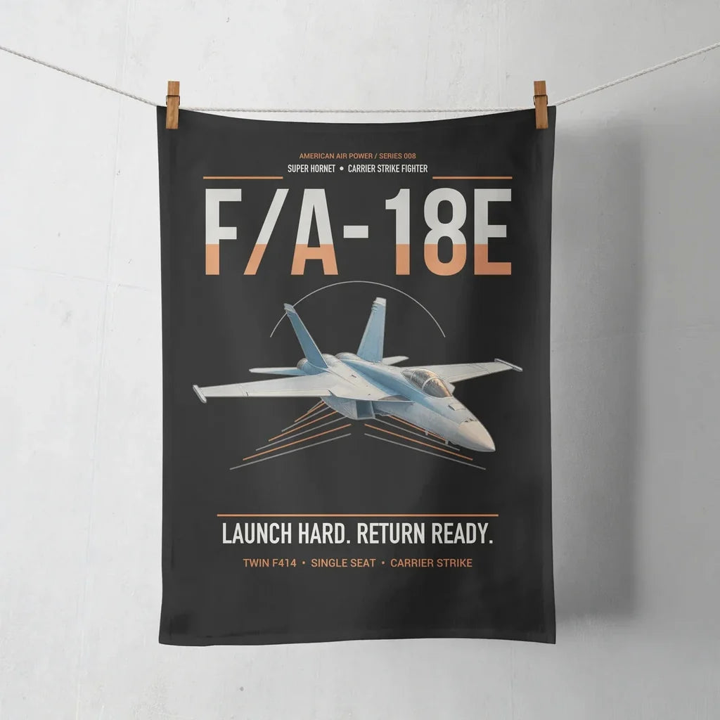 F-A-18E Super Hornet design on black towel