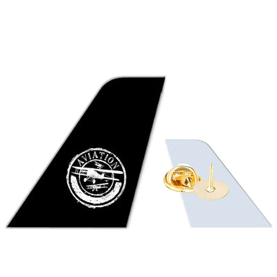 Aviation Lovers aviation design tail-shape badge pin in polished alloy.
