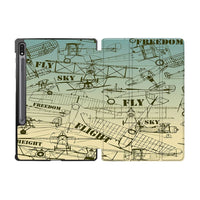 Thumbnail for Retro Airplanes & Text aviation themed tablet case for Samsung tablet.