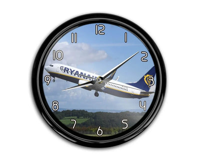 Departing Ryanair's Boeing 737 aviation themed wall clock, premium wood and metal.