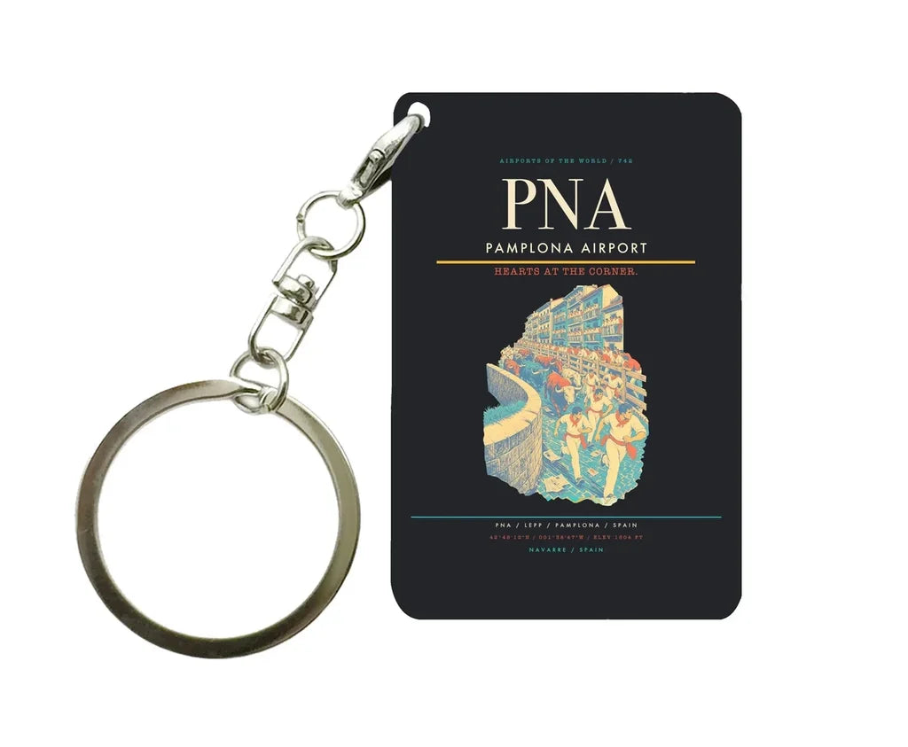 Pamplona Airport (PNA) design on black key chain