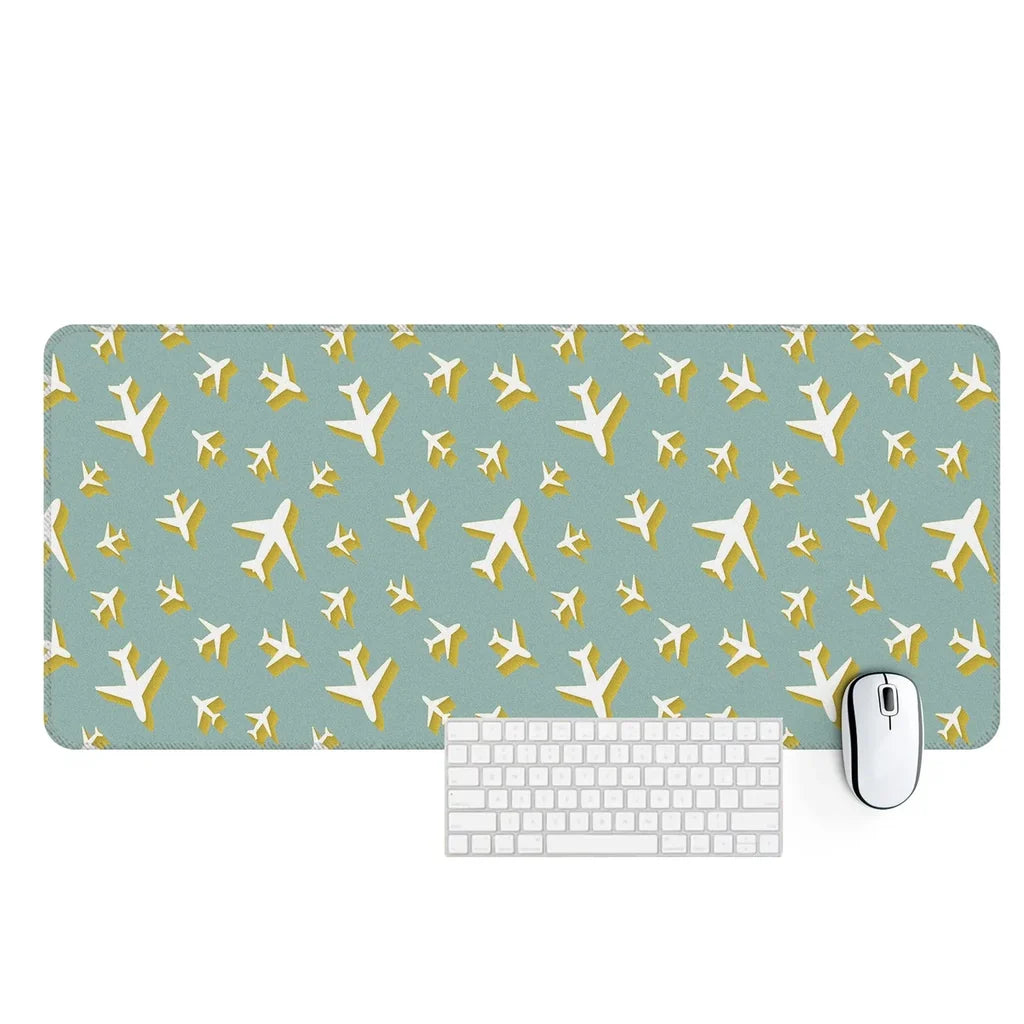 Mixed Size Airplanes aviation design on premium leather or neoprene desk mat.