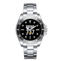 Thumbnail for Side view of Boeing 737 Luxury Aviators aviation aviator watch in premium stainless steel, polished finish.