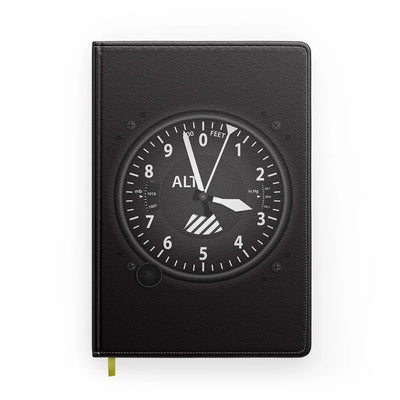 Altitude aviation design on premium hardcover notebook.