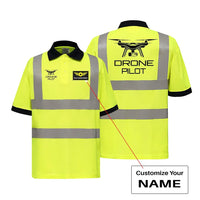 Thumbnail for Drone Pilot aviation design printed on soft cotton reflective polo shirt.
