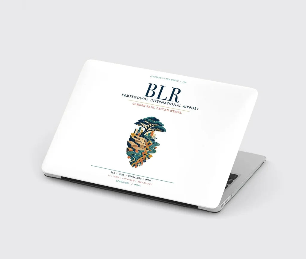 Kempegowda International Airport Bengaluru (BLR) design on white MacBook case