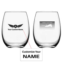 Thumbnail for Airbus A350XWB & Dots Water & Drink aviation design on water glass, crystal-clear premium glassware.